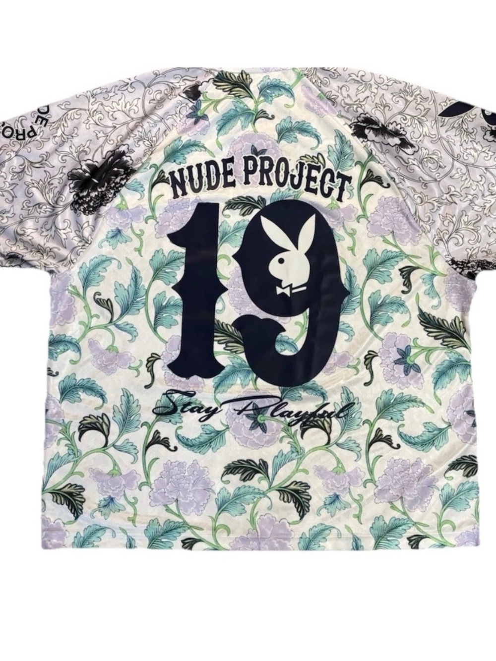 🔥 Playboy x Nude Project Floral Polo Shirt XXL Bunny Logo Streetwear Rare 🔥 - Picture 9 of 9